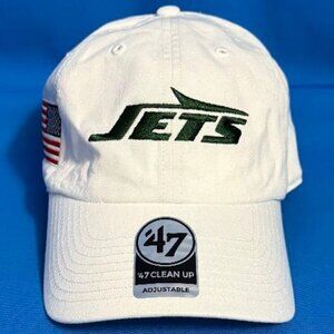 NEW ~ '47 NFL NEW YORK JETS ~ AMERICAN FLAG / FIRST RESPONDERS / OSFA HAT / CAP